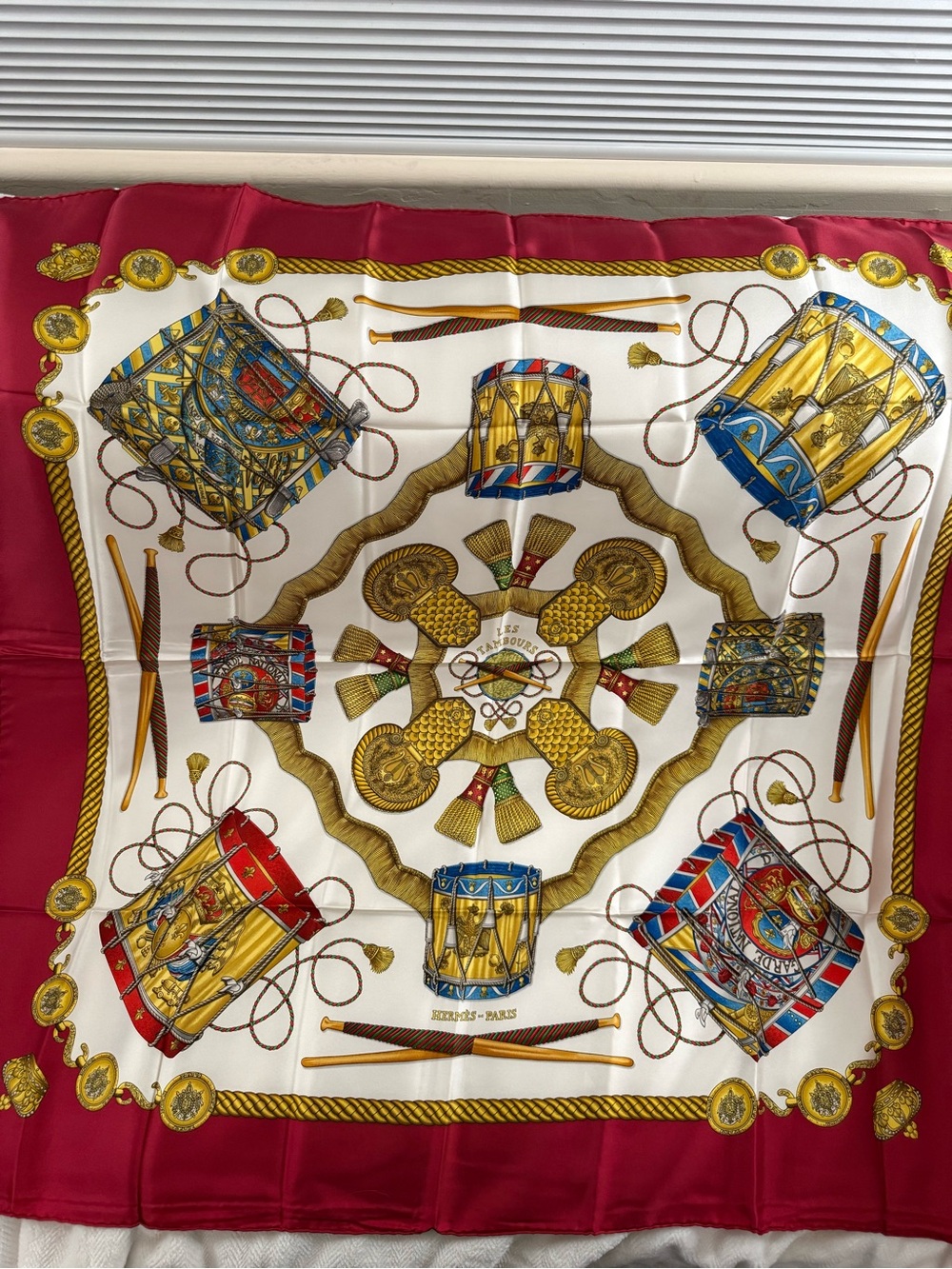 Hermès "Les Tambours" Silk Scarf designed by Joachim Metz